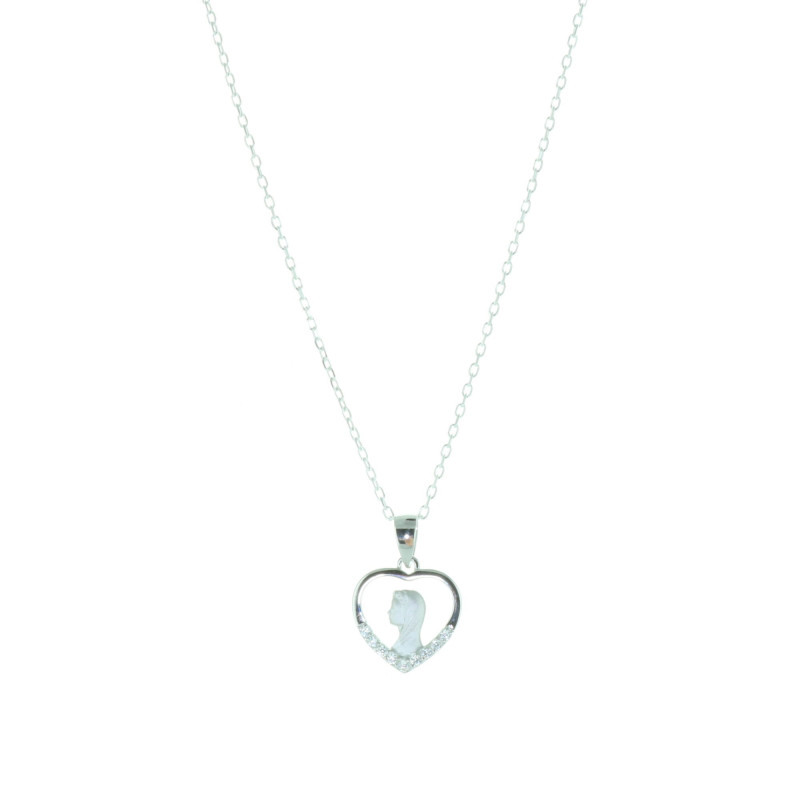 Parure Argent Médaille Vierge Marie Avec Strass – Chaîne Et Pendentif Religieux – Bijou Culte Chrétien