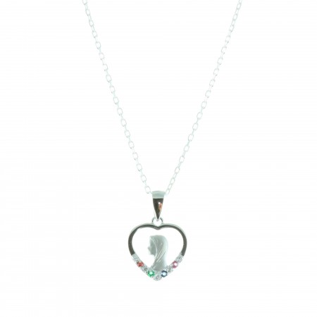 Silver jewellery, Our Lady chain and medallion colour strass