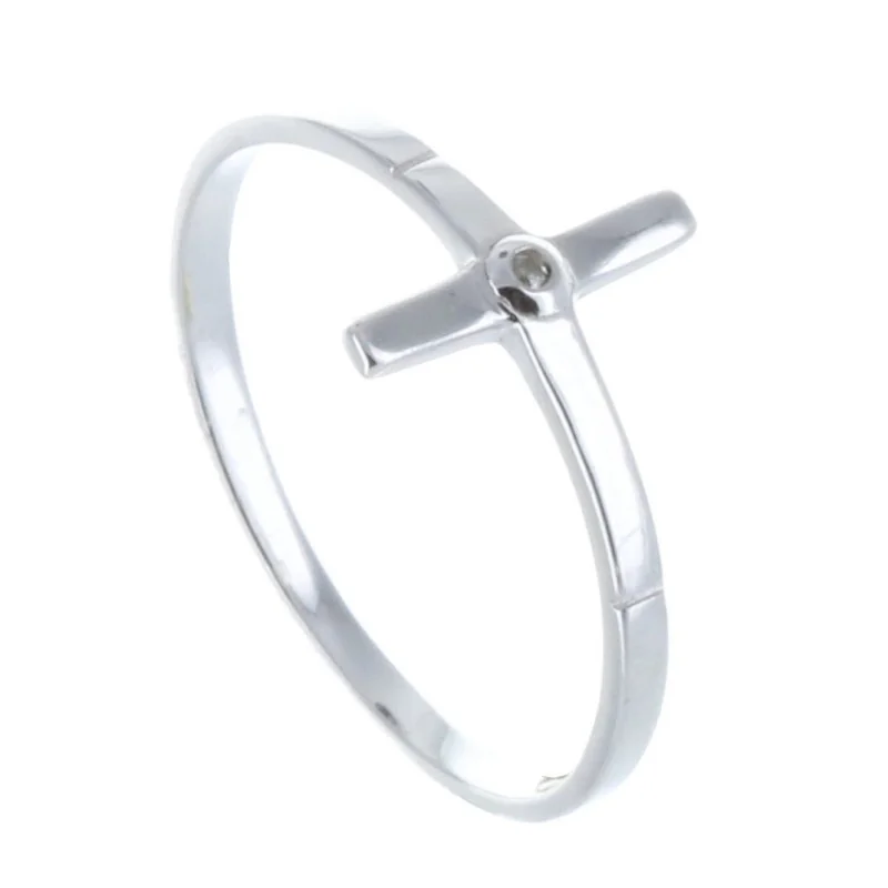 Bague Argent avec une croix et un strass