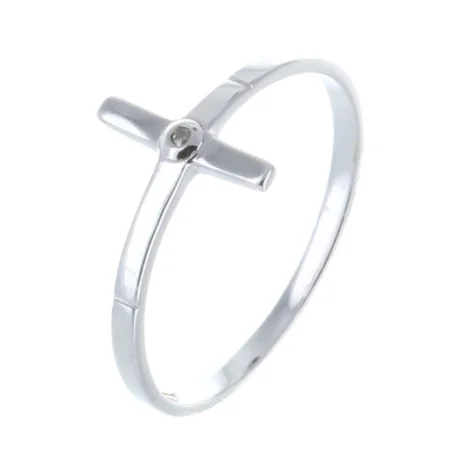 Anello Argento e croce con un lustrino