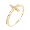 Gold-plated ring and strass cross
