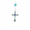 Genuine mother-of-pearl rosary and Lourdes Apparition strass centerpiece et coeur strass Apparition de Lourdes