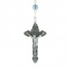 Glass rosary colour beads and Lourdes Apparition open centerpiece