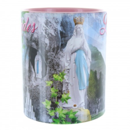 Mug de Lourdes intérieur coloré en céramique