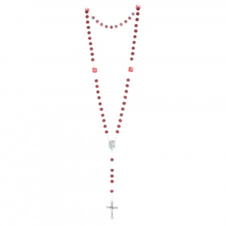 Rose-scented rosary, rose-shaped paters and case