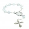 One-decade rosary rose-shaped beads and centerpiece Lourdes Apparition