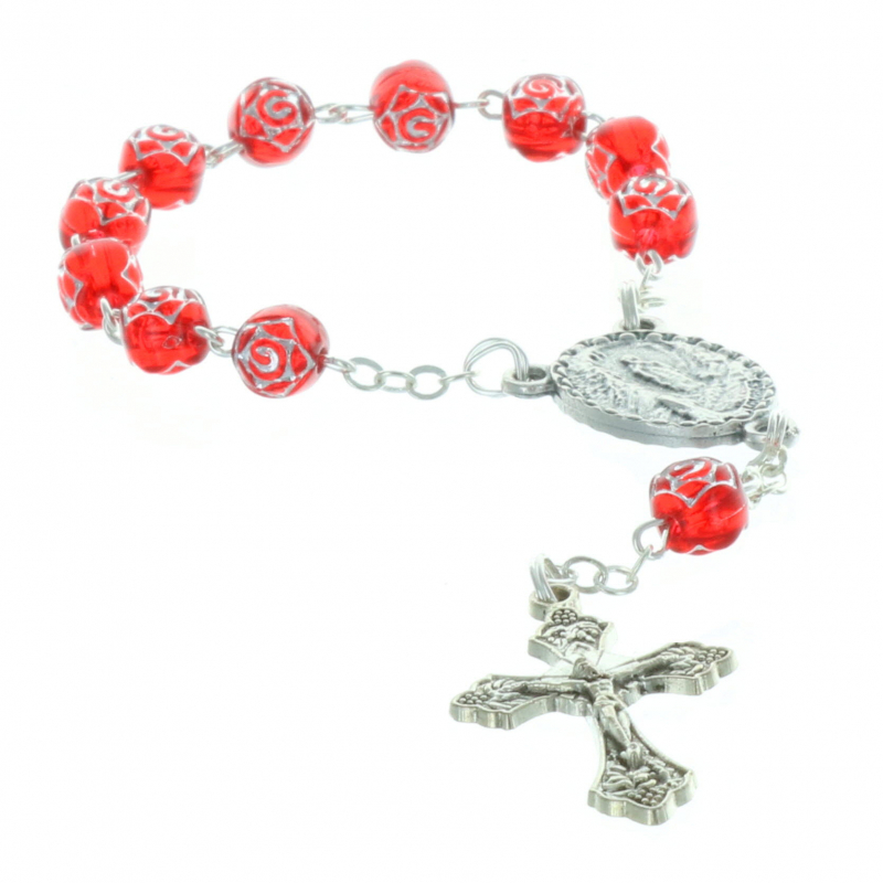 Chapelet Dizainier Lourdes - Grains Hématite Et Cœur Apparition - Spiritualité Chrétienne - Palais Du Rosaire