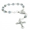 One-decade rosary silvery beads centerpiece Lourdes Apparition