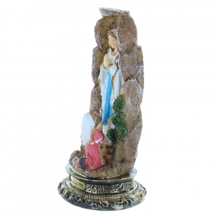 Statue Apparition de Lourdes et grotte colorée en résine 14 cm