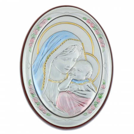 Cadre religieux ovale la Vierge et l'enfant Jésus 7 x 10 cm