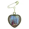 Broche métal doré coeur Apparition Lourdes et portrait Vierge Marie Broche métal doré coeur Apparition Lourdes et portrait Vierge Marie