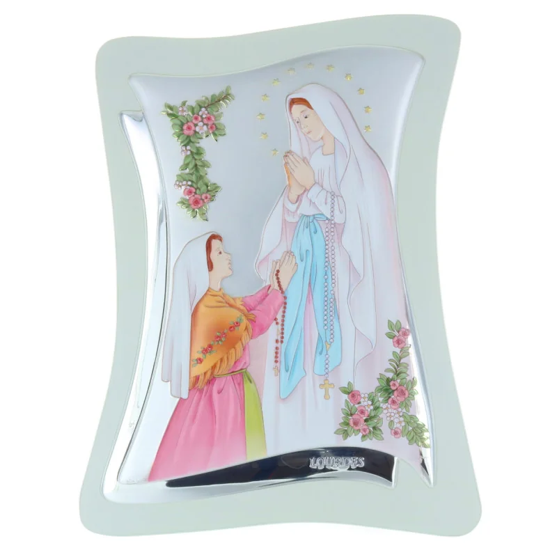 Cadre religieux en bois Apparition de Lourdes argentée coloré 21 x 32,5 cm Cadre religieux en bois Apparition de Lourdes argentée coloré 21 x 32,5 cm