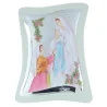 Cadre religieux en bois Apparition de Lourdes argentée coloré 21 x 32,5 cm