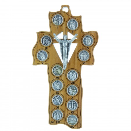 Way of the Cross olive wood crucifix 12.5 cm