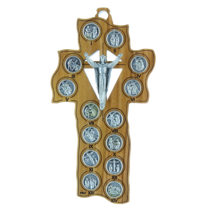 Way of the Cross olive wood crucifix 12.5 cm