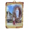 Lourdes Apparition parchment-shaped golden religious wood frame 9.5 x 15 cm