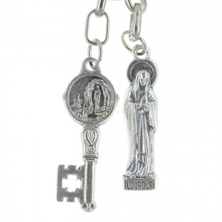 Key-ring two pendants, Our Lady and Lourdes Apparition