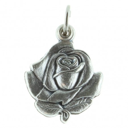 Médaille métal en forme de Rose et Apparition de Lourdes