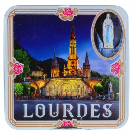 Biscuit box Basilica of Lourdes,containing 120g of delicious french biscuits