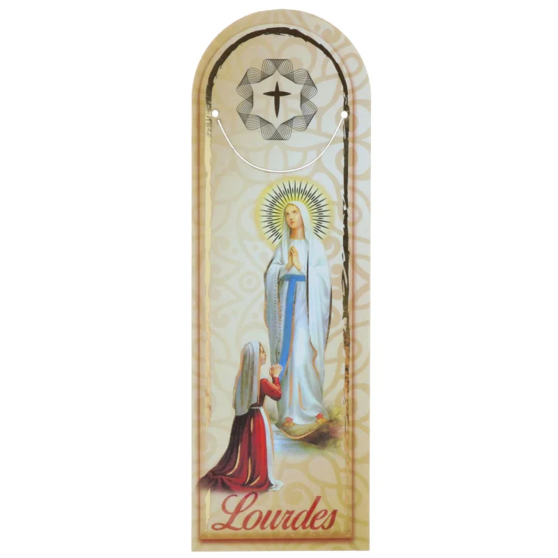 Marque page de Lourdes en cuir et image de l'Apparition de Lourdes Marque page de Lourdes en cuir et image de l'Apparition de Lourdes