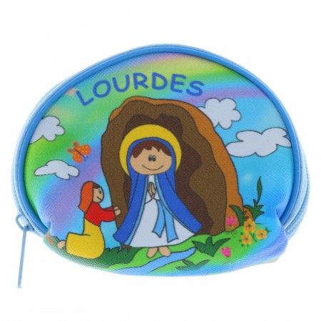 Porte monnaie de Lourdes à zip et illustration Apparition de Lourdes