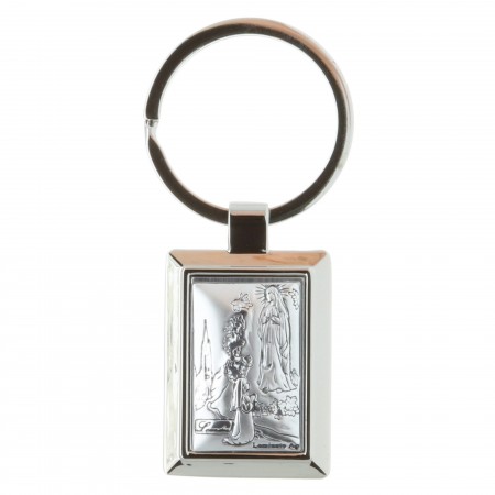 Porte-clés rectangle Apparition de Lourdes en boîte