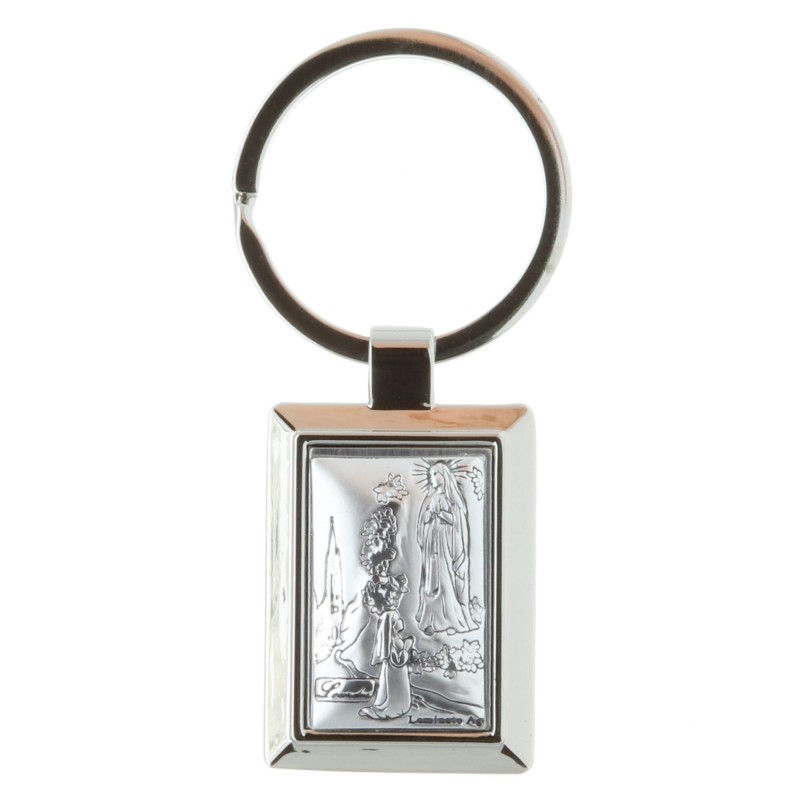 Porte-clés rectangle Apparition de Lourdes en boîte