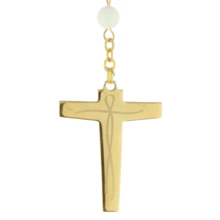 Chapelet de Lourdes nacre blanche et coeur apparition et basilique de Lourdes