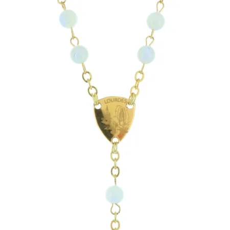 Chapelet de Lourdes nacre blanche et coeur apparition et basilique de Lourdes