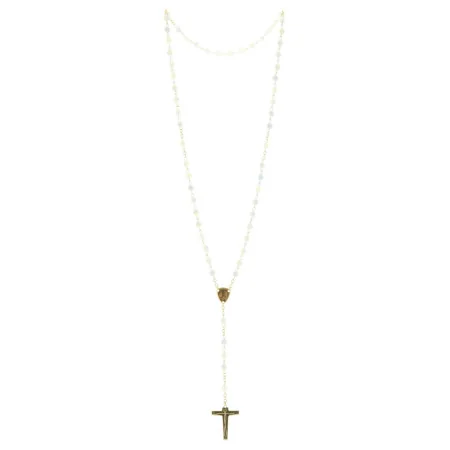 Chapelet de Lourdes nacre blanche et coeur apparition et basilique de Lourdes