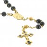 Hematite rosary with Lourdes Apparition centerpiece. Golden roses paters