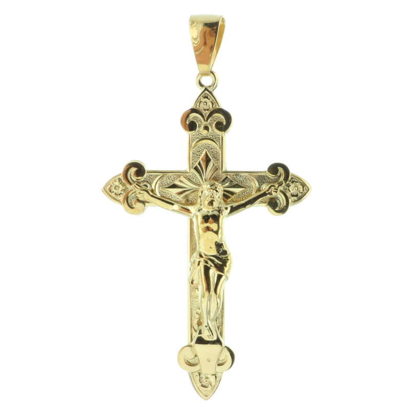 Pendentif Fleur De Lys En Plaqué Or 3 Microns 18K - 14x23 Mm - TALISMAN JEWELLERY - Avec Chaîne Cadeau 40+5 Cm