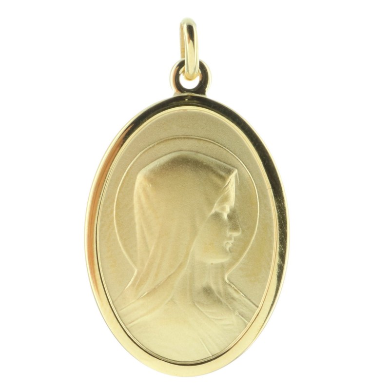 Médaille Plaqué Or 18 carats du portrait de la Vierge Marie et Apparition de Lourdes
