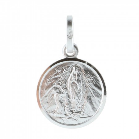 Silver round medal of Lourdes Apparition