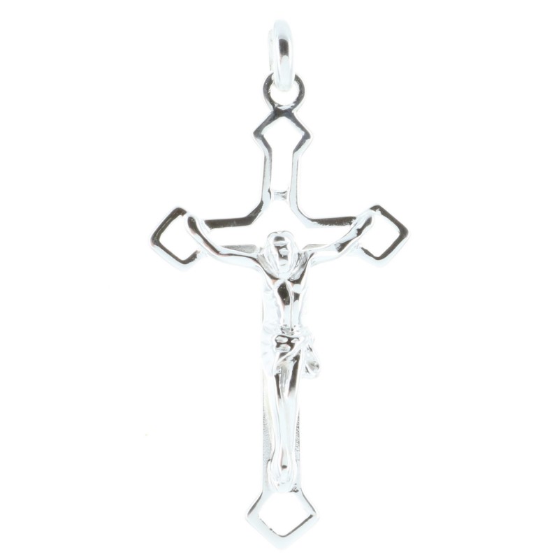 Silver perforate cross pendant