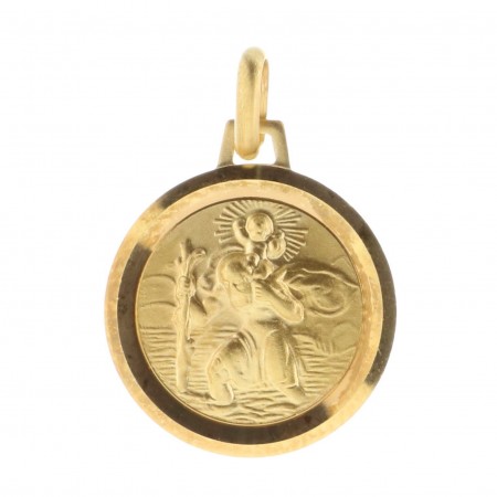 Médaille ronde de Saint Christophe Plaqué Or 18 carats