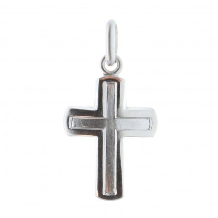 Curved Silver cross pendant
