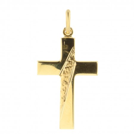 Gold-Plated cross pendant nicely hammered