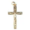 Pendentif croix Plaqué Or avec le Christ et fond strillé