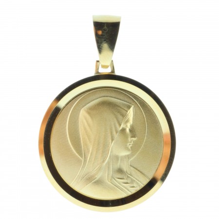 Médaille portrait de la Vierge Marie revers Apparition de Lourdes en Plaqué Or 18 carats