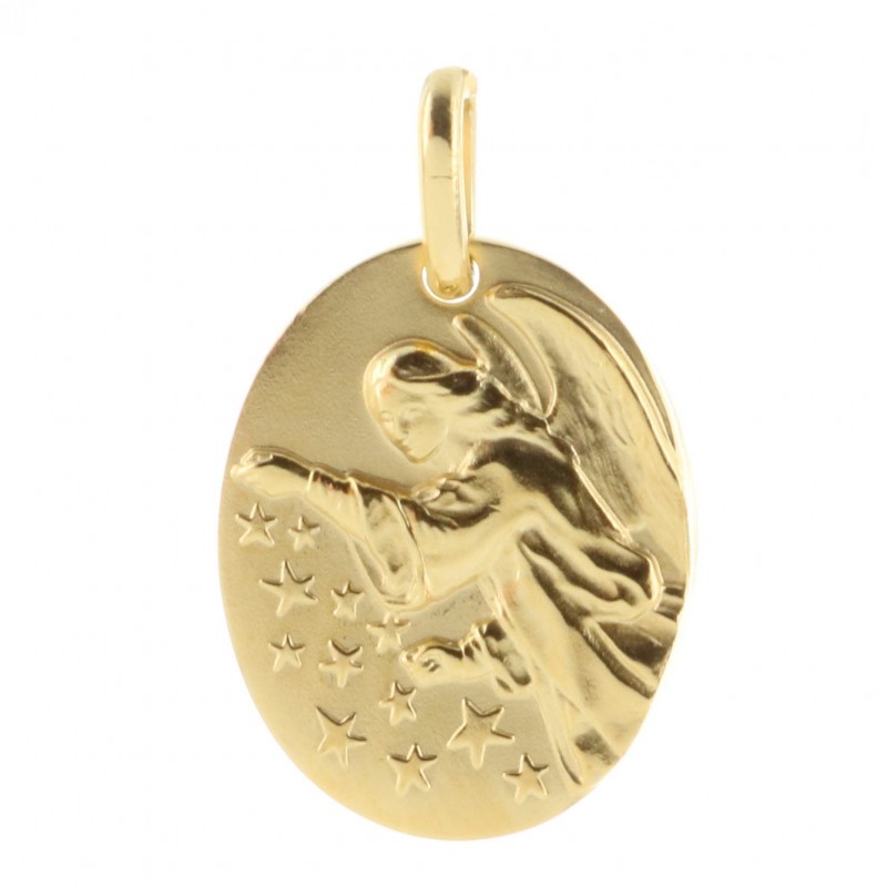 Gold-Plated medal of an Angel sowing stars