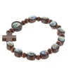 Religious Bracelet Saints pictures on varnished wood beads,