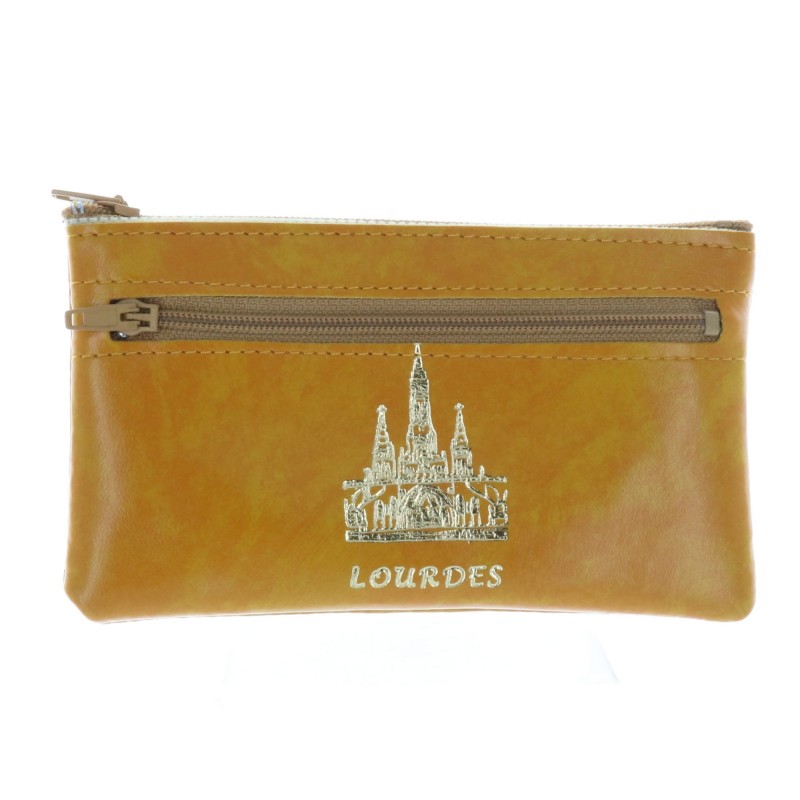 Simulated leather and golden Basilica of Lourdes purse