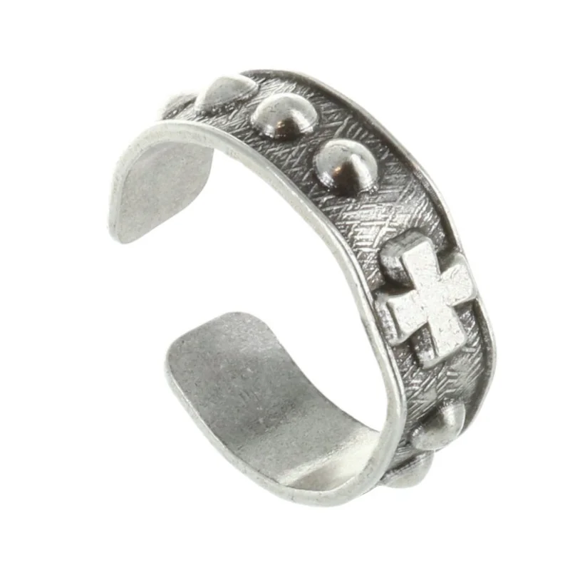 Bague dizainier réglable en métal argenté