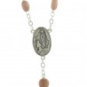 Lourdes rosewood rosary, silver-plated chain and Apparition centerpiece