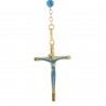 Lourdes rosary, turquoise and gold-plated cross