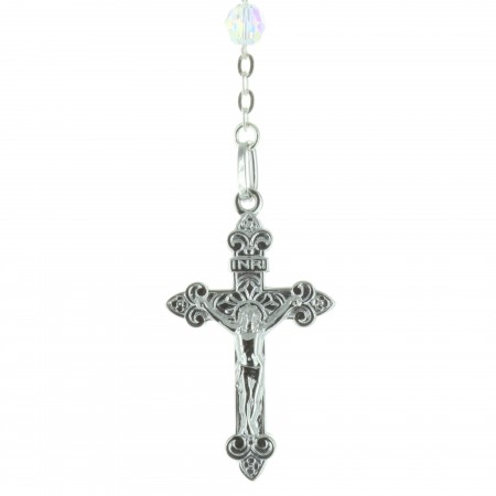 Swarovski crystal Lourdes rosary and Silver chain