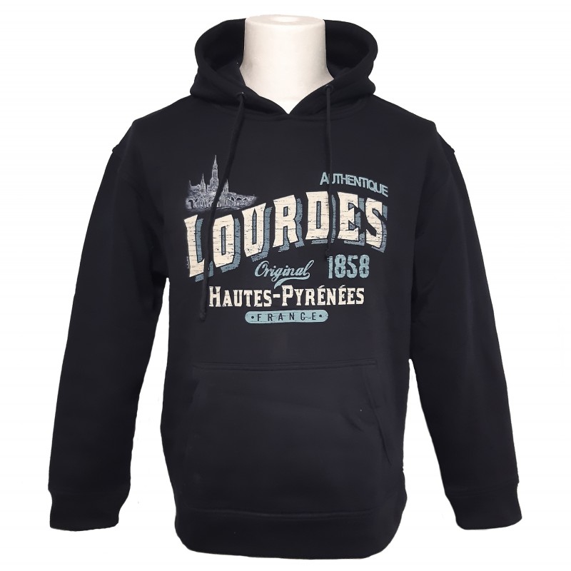 Sweat-shirt unisexe bleu marine Vintage Lourdes