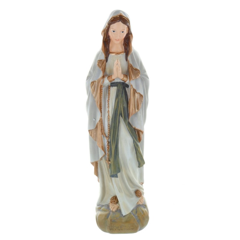 Our Lady of Lourdes resin statue, antique style 30 cm