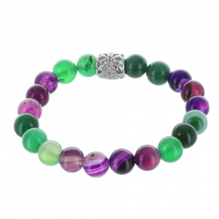 Bracelet fantaisie en pierres véritables vert et violet